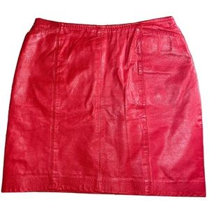 100% Genuine Leather Red Vintage Mini Skirt. Size: 2. Brand: Wilson’s leather.